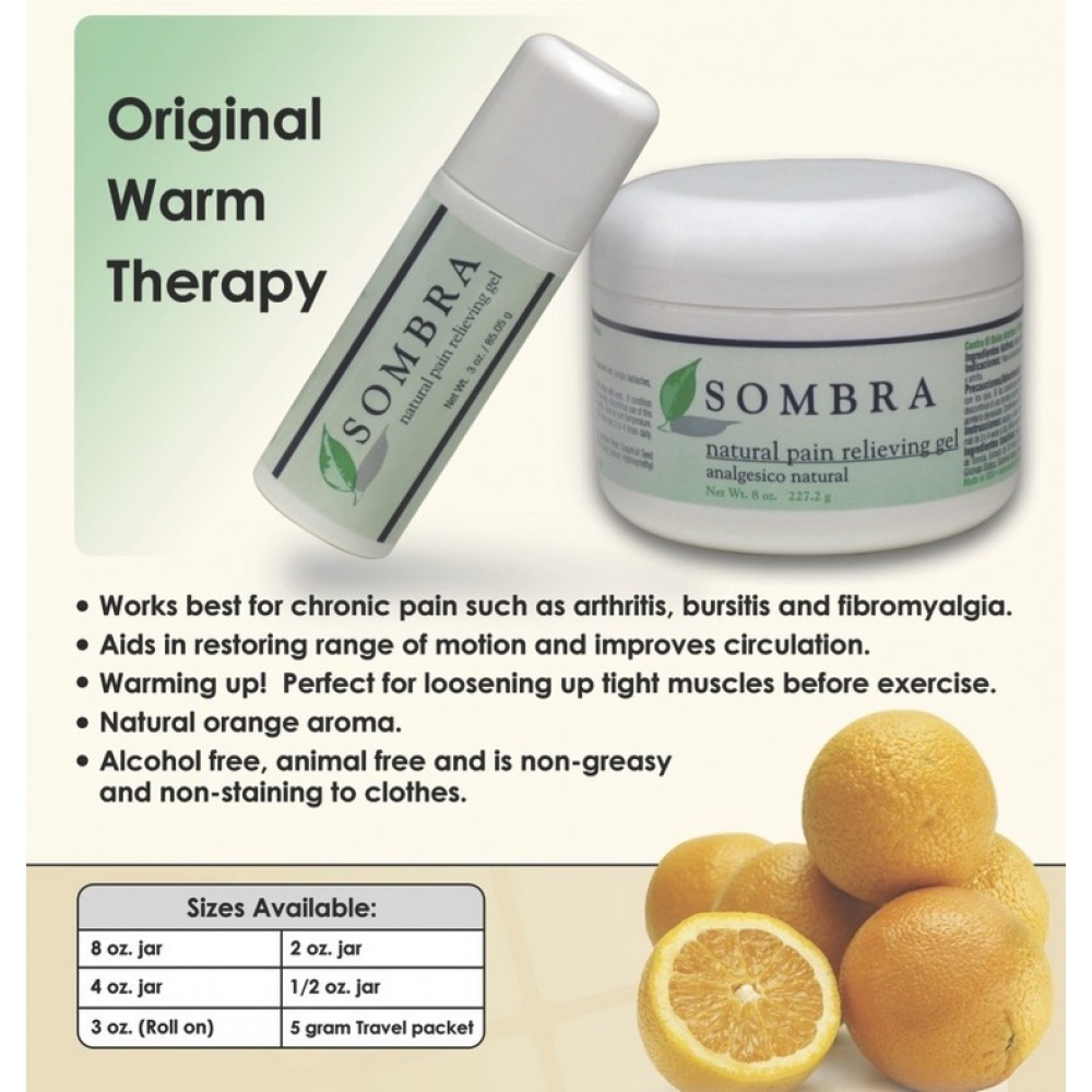 Sombra Natural Pain Relieving Gel Warm Therapy Cream Made in USA 天然止痛膏，溫法治療 Fu Kang